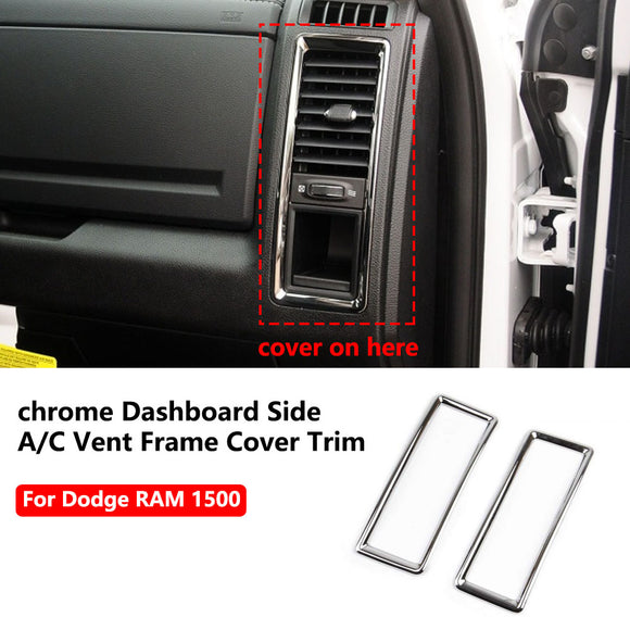 Chrome Dashboard Side A/C Vent Frame Cover Trim fit for 2014-2018 Dodge RAM 1500