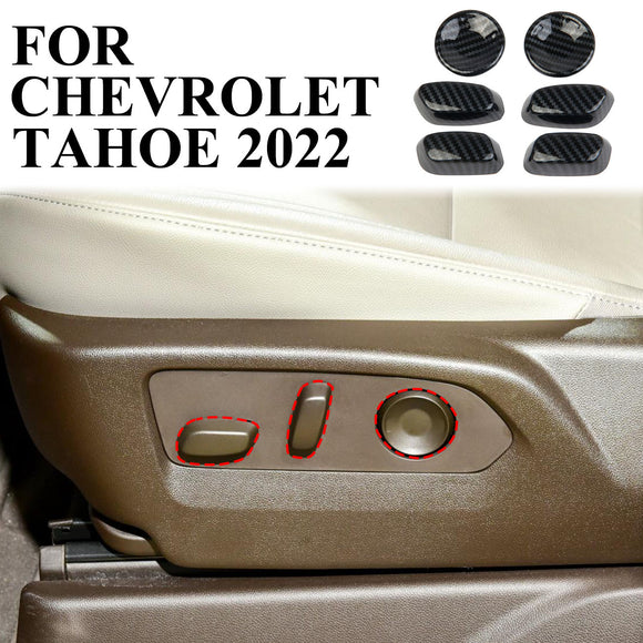 Carbon Fiber inner Seat Adjustment Button Trims Cover for Chevrolet Tahoe 2021+