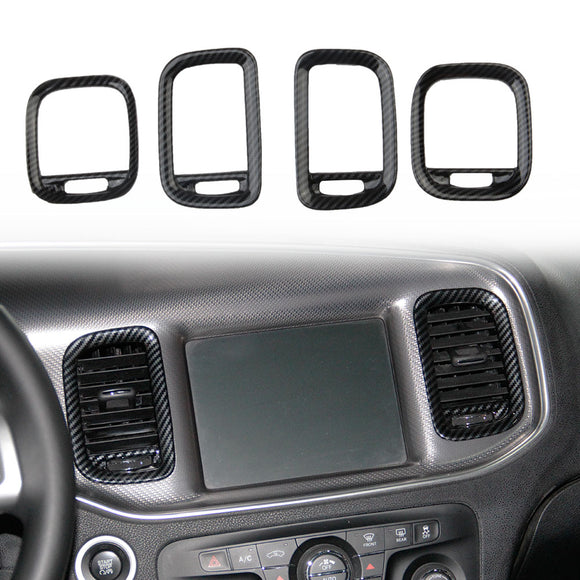 Carbon Fiber Air Vent Cover AC Outlet Trim kit For Dodge Charger 2011-2014