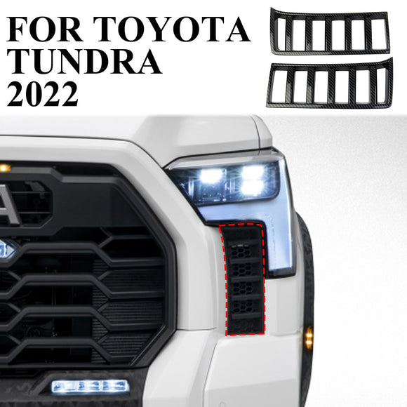 Carbon Fiber Front Headlights grille Vent Trim Cover For Toyota Tundra 2022+