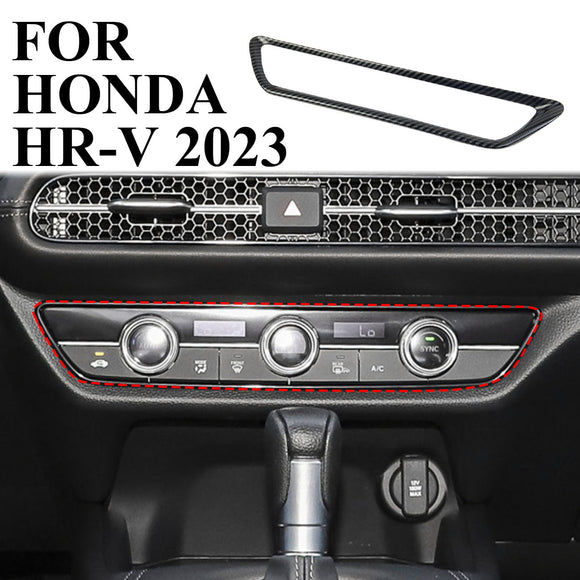 Carbon fiber interior Central Control A/C Panel Cover Trim For Honda HR-V 2023
