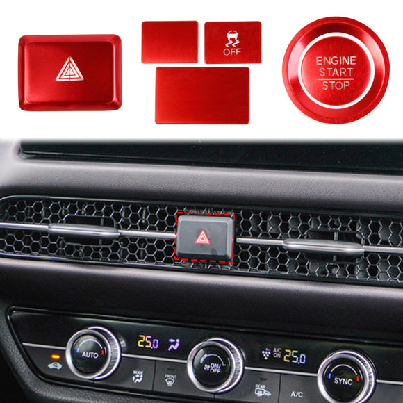 6PCS Aluminium Alloy Red Push Button Patch Cover Trim for Honda HR-V 2023