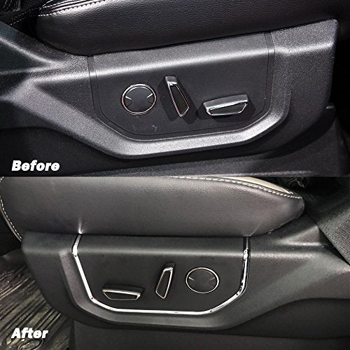 Chrome 2pcs Front Seat adjustment button panel upgrade trims for Ford F150 2015-2018 & f250 F350 2017 2018