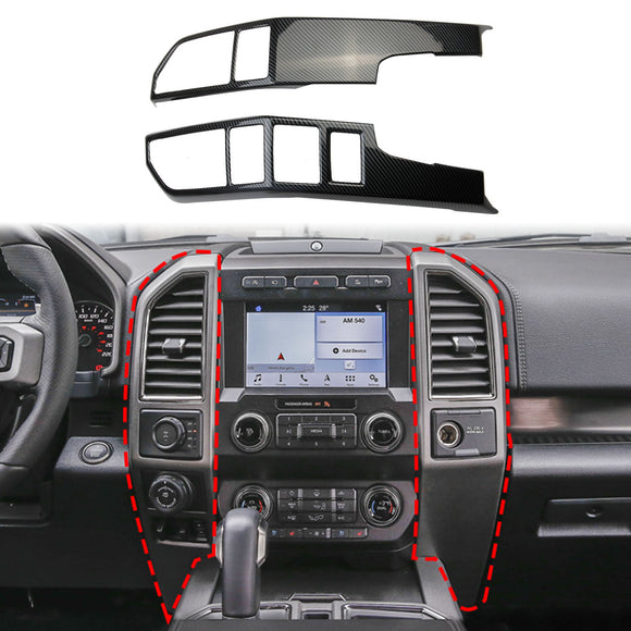 Carbon Fiber Air Vent Cover AC Outlet Trim Dashboard middle kit Interior For Ford F150 2015-2020