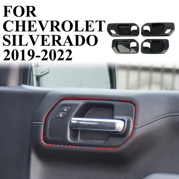 Carbon Fiber interior Door Handle Bowl Panel Cover Trim For Chevrolet Silverado