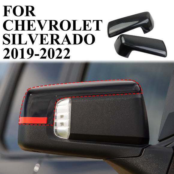 Carbon Fiber Side Rearview Mirror Guard Cover Trim Fit For Chevrolet Silverado