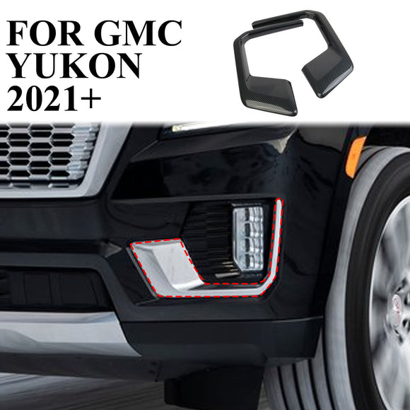 Carbon Fiber Front bumper fog Light Cover Molding Trim for GMC Yukon XL 2021+