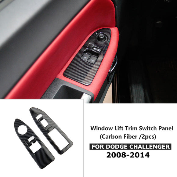Crosselec Carbon Fiber Inner Door Armrest Window Switch Panel Cover 4pcs For 2008-2014 Dodge Challenger