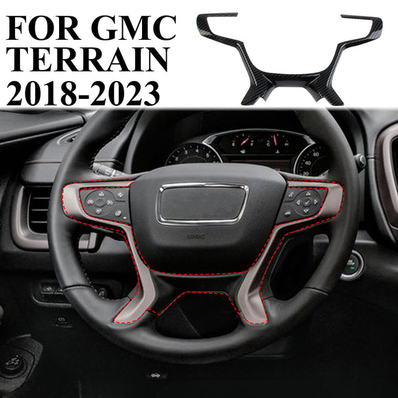 Carbon Fiber Interior Steering Wheel Cover Trim For 2018-2023 GMC Terrain/2015-2022 Canyon//2017-2023 Acadia