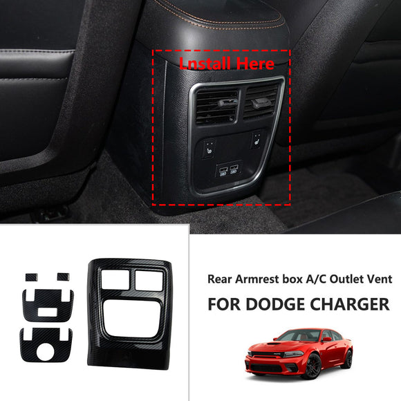 Crosselec Carbon Fiber Rear Armrest box A/C Outlet Vent Trim for  Dodge Charger 2011+/Chrysler 300 2015-2021