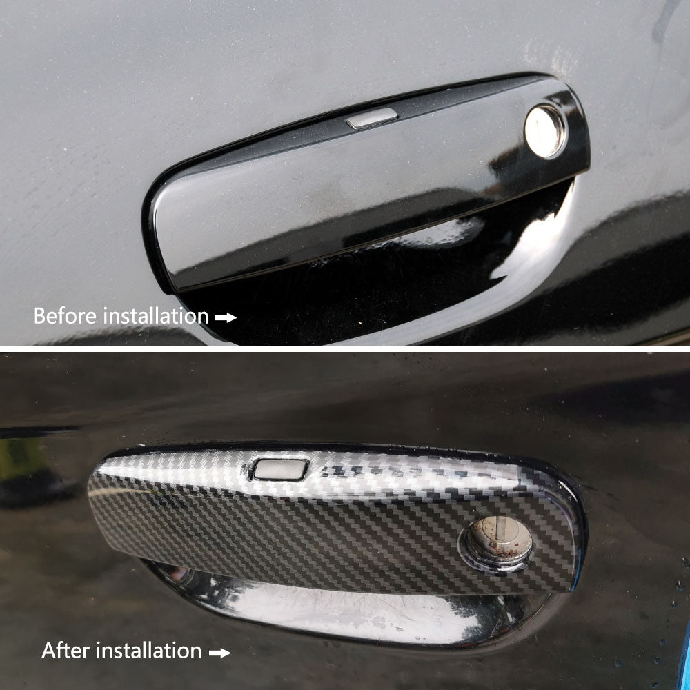 4Pcs Carbon Fiber Door Handles Bowl Cover Trim Decals Bezel Fit Dodge