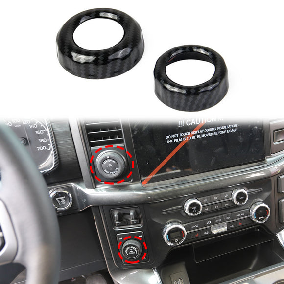 Carbon Fiber Air Conditioner Cover CD Button Knob Ring for Ford F150 2021+