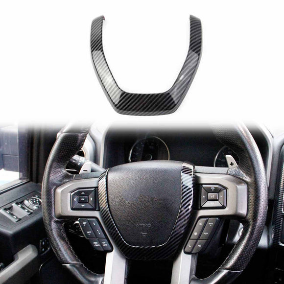 Carbon Fiber Outlook Steering Wheel horn patch Cover Trim Interior Accessories for Ford F150 2015-2020