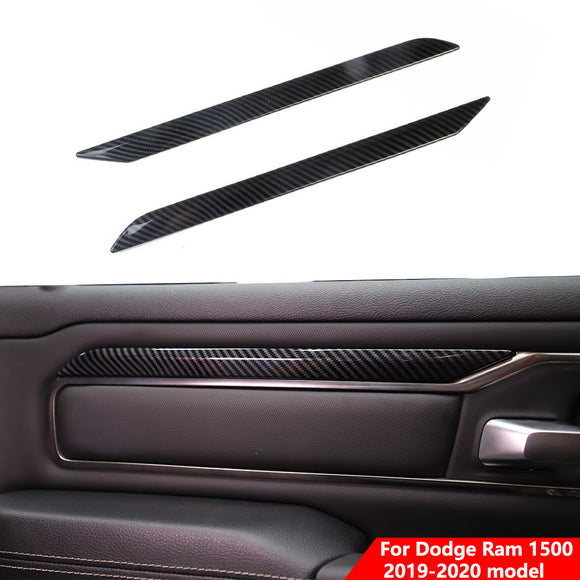Carbon Fiber Front Door Panel Decor Trim Cover For Dodge Ram 1500 2019 2020