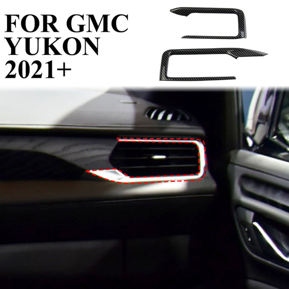 Carbon Fiber Dashboard Side Air Vent Outlet Cover trims For GMC Yukon XL 2021+