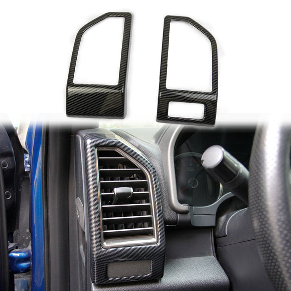 Carbon Fiber Air Vent Cover AC Outlet Trim On both sides of the Dashboard kit Interior For Ford F150 2015-2020
