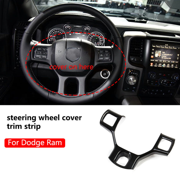 Carbon fiber steering wheel cover trim strip for 2011-2018 Dodge RAM 1500 2500
