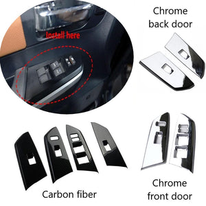 Crosselec Chrome/Carbon Fiber Window Lift Switch Button Panel Trim For Toyota Tundra 2014-2021