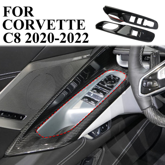 Carbon Fiber Window Lift Switch Panel Cover Trim For Chevrolet Corvette C8