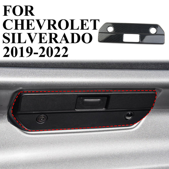 Carbon Fiber Car Rear Trunk Door Handle Cover Trim Fit For Chevrolet Silverado