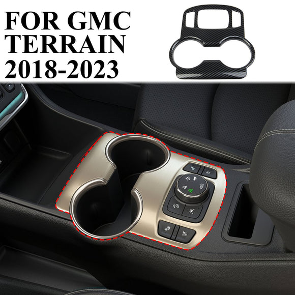 Carbon Fiber Center Console Cup Holder Knob Button Panel Cover Trim for GMC Terrain 2018-2023