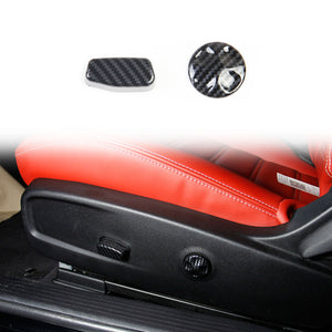 Carbon Fiber/Red Seat Adjustment Button Cover Trim For Dodge Challenger 2015-2020