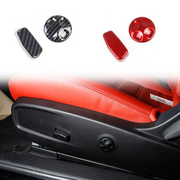 Carbon Fiber/Red Seat Adjustment Button Cover Trim For Dodge Challenger 2015-2020