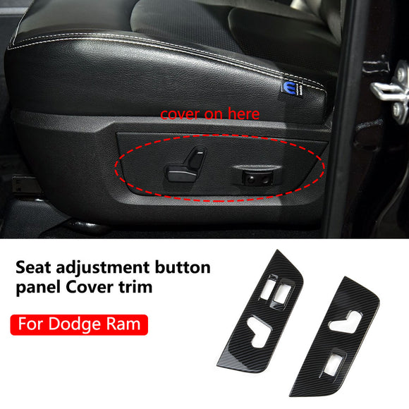 Carbon fiber Seat adjustment button panel Cover trim for 2014-18 Dodge RAM 1500
