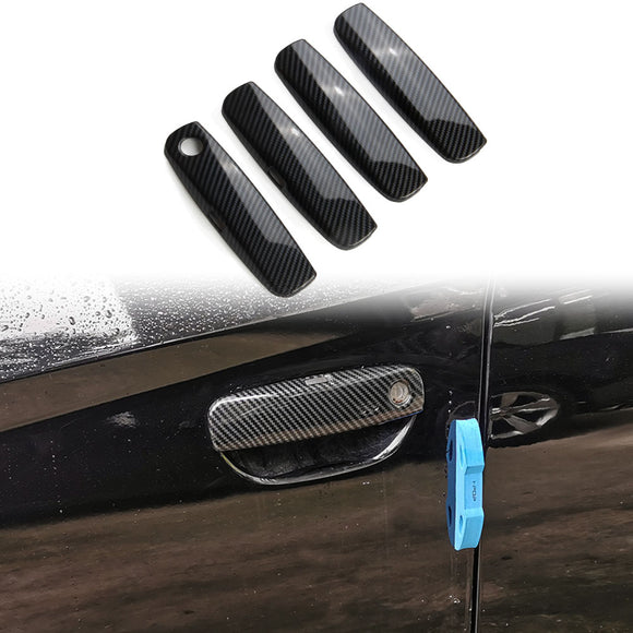 Crosselec 4pcs Carbon Fiber Door Handles Trim Cover Sticker Decals for Dodge Charger 2011+