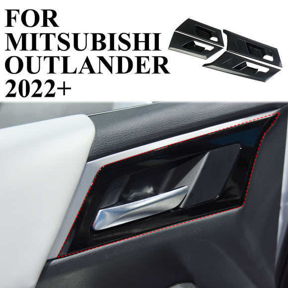 Carbon Fiber interior Door Handle Bowl Cover Trim For Mitsubishi Outlander 2022