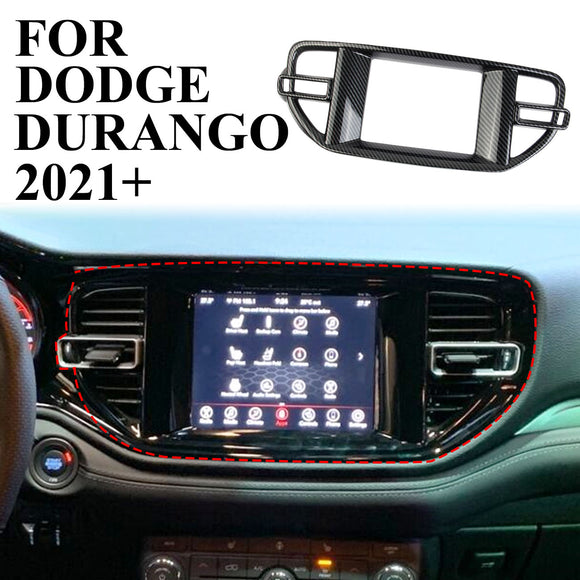 Carbon Fiber Dashboard Dvd Navigation Frame Cover Trim For Dodge Durango 2021+