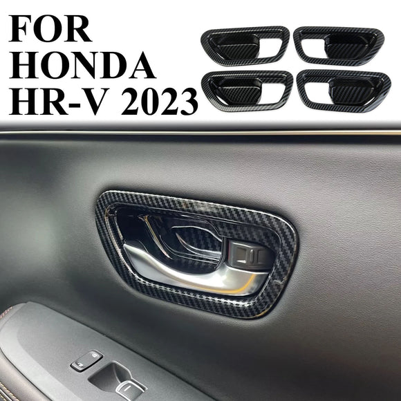 Carbon Fiber interior Door Handle Bowl Cover Trim Fit For Honda HR-V 2023