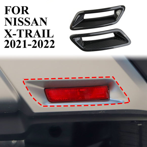 Carbon Fiber Style Rear Bumper Fog Light Cover Trim For Nissan Rogue 2021-2022