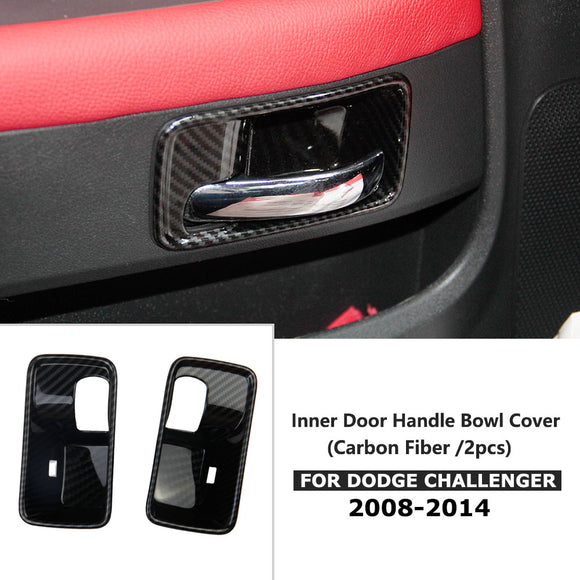 Crosselec Carbon Fiber Inner Door Handle Bowl Cover Trim For 2008-14 Dodge Challenger