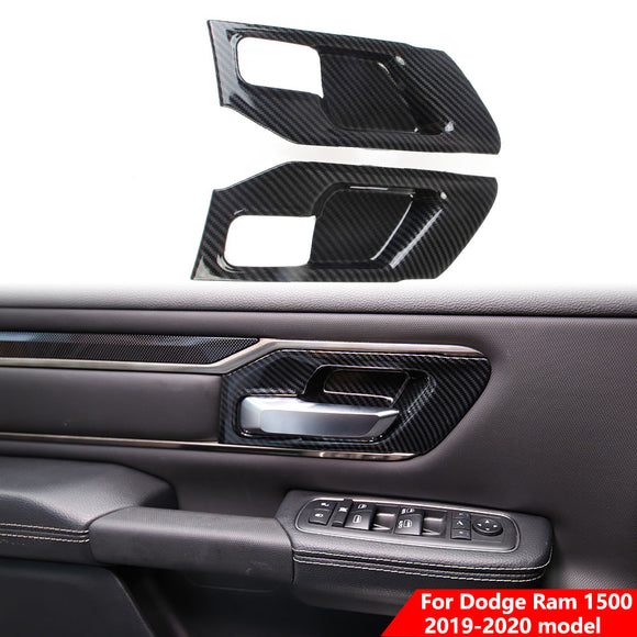 Carbon Fiber Interior Door Handle bowl Panel cover trim For Dodge Ram 1500 2019+
