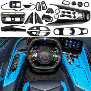 29PCS Carbon fiber Interior kit trim Cover Panel For Chevrolet Corvette C8