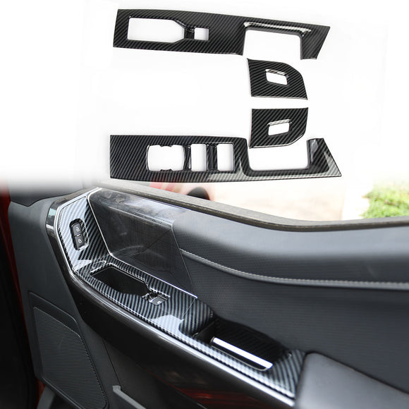 Carbon Fiber Front Door Window Switch Panel Cover Trim for Ford F150 2021+