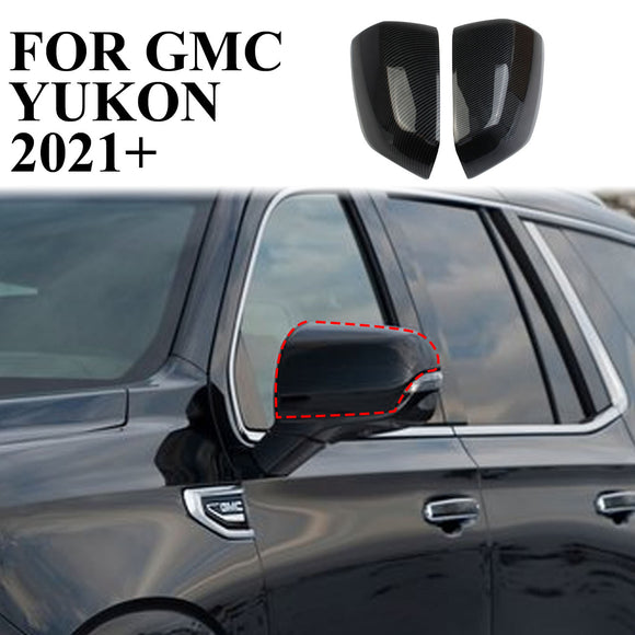 Carbon Fiber Side Door Rearview Mirror Guard Covers Cap for GMC Yukon XL 2021+