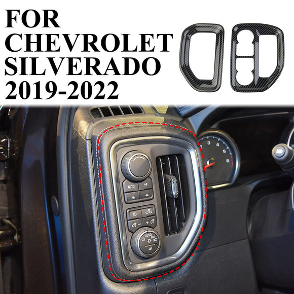 Carbon Fiber Dashboard Air Vent Outlet Trim Cover for Chevrolet Silverado