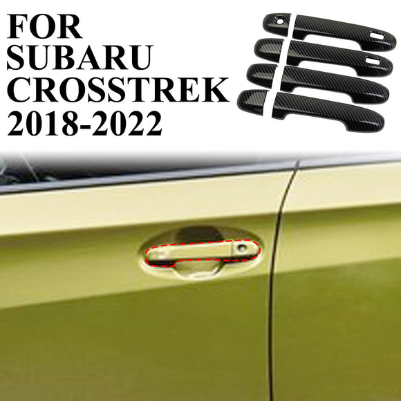 Black Carbon Fiber Side Door Handle Cover Trim for 2018-2022 Subaru XV/Crosstrek