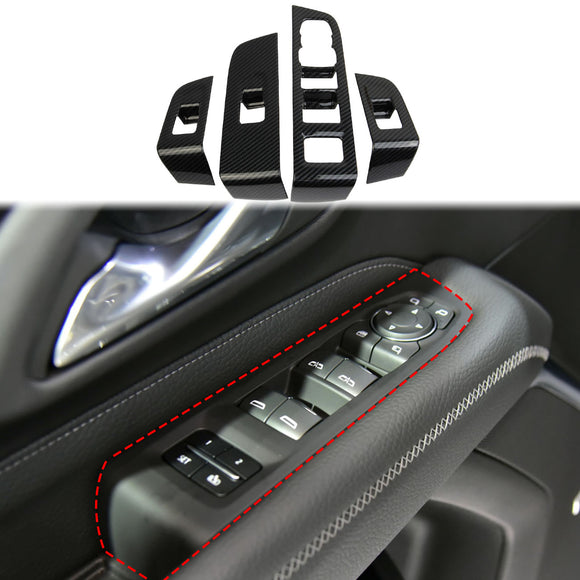 Carbon Fiber Window Lift Switch Panel Cover Trim Fit for Chevrolet Tahoe 2021