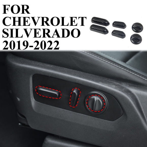 Carbon Fiber Interior Seat Adjustment Button Trims Cover for Chevrolet Silverado